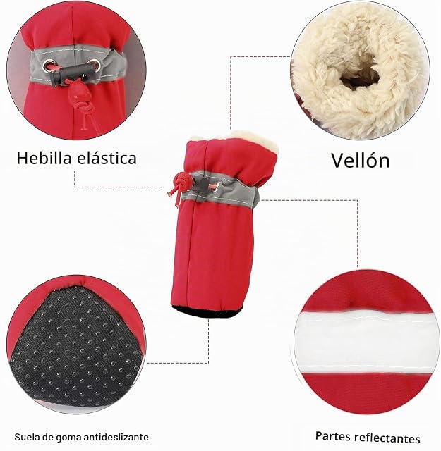 Foto 4 de 5 de YAODHAOD Zapatos de Perro, Protectores de Patas de Perro, cálidos, cómodos, con Suela Suave, Antideslizantes