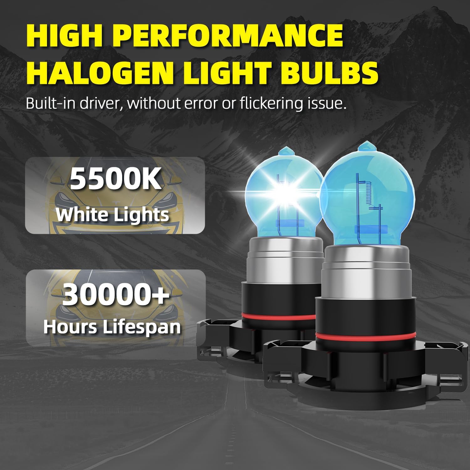 Fog Lights Fit For Chevrolet Tahoe 2007-2015, Super Bright 5500K White Light High Performance 5202 Halogen Fog Light Bulbs, 2PCS