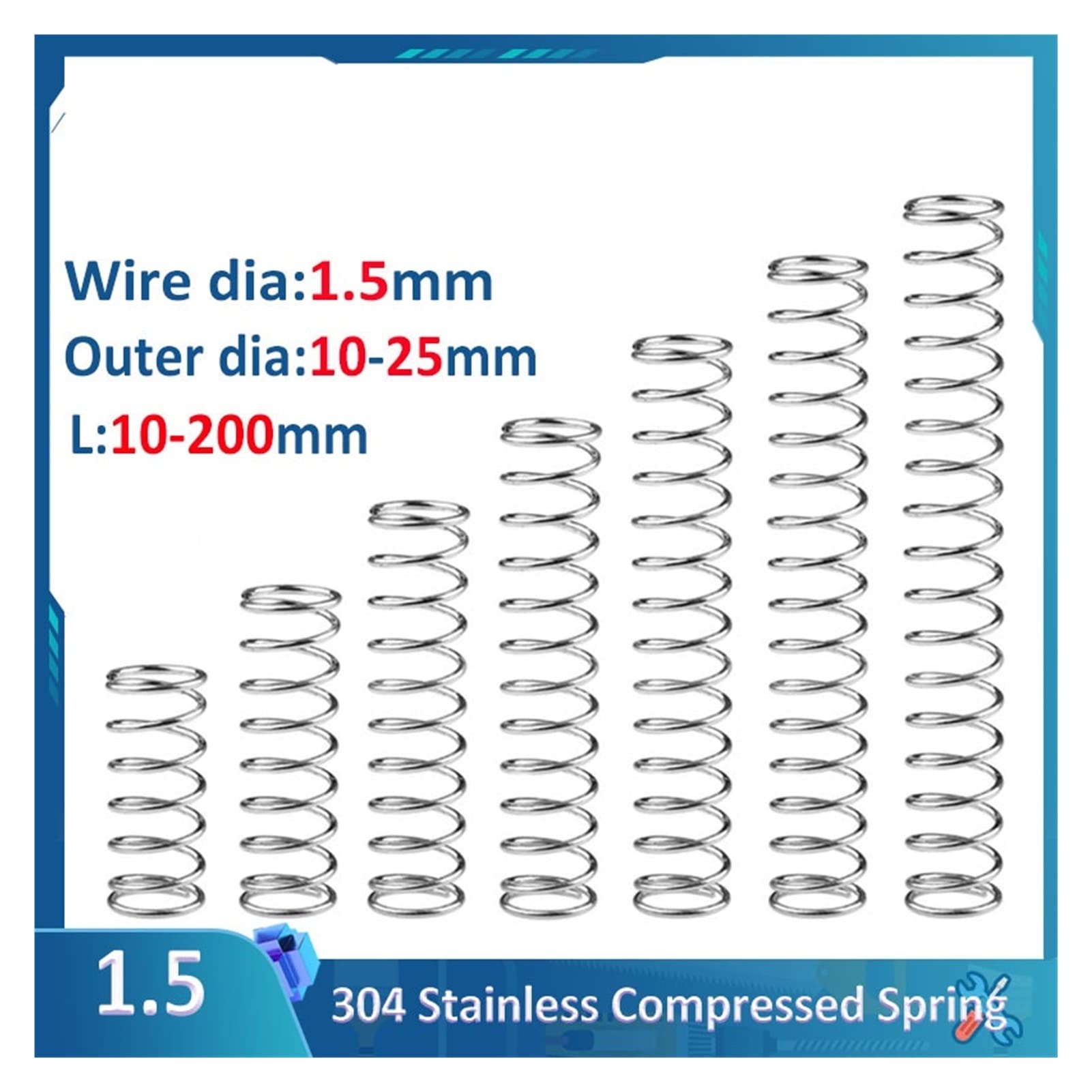Molle A Compressione In Acciaio Inox 304 – Diametro 1,5mm – Lunghezza Variabile Da 10 A 200mm - Foto 4
