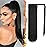BARSDAR Natural Black Straight Wrap Ponytail Extension - 20 Inch Long Straight Wrap Around Ponytail Hair Extensions for Black Women, Synthetic Clip in Pony Tails Hairpieces Daily