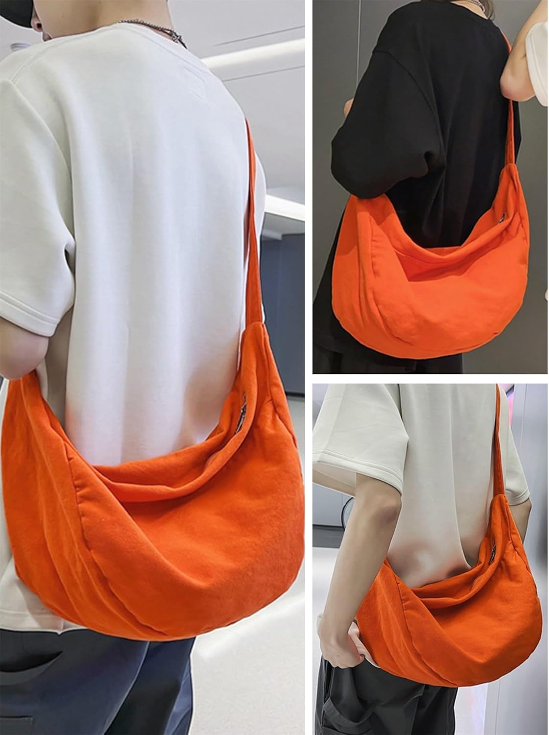 TeeYee Women Tote Bag Crossbody Crescent Bag Fashion Canvas Hobo Shopper with Zipper Pockets for Work Travel