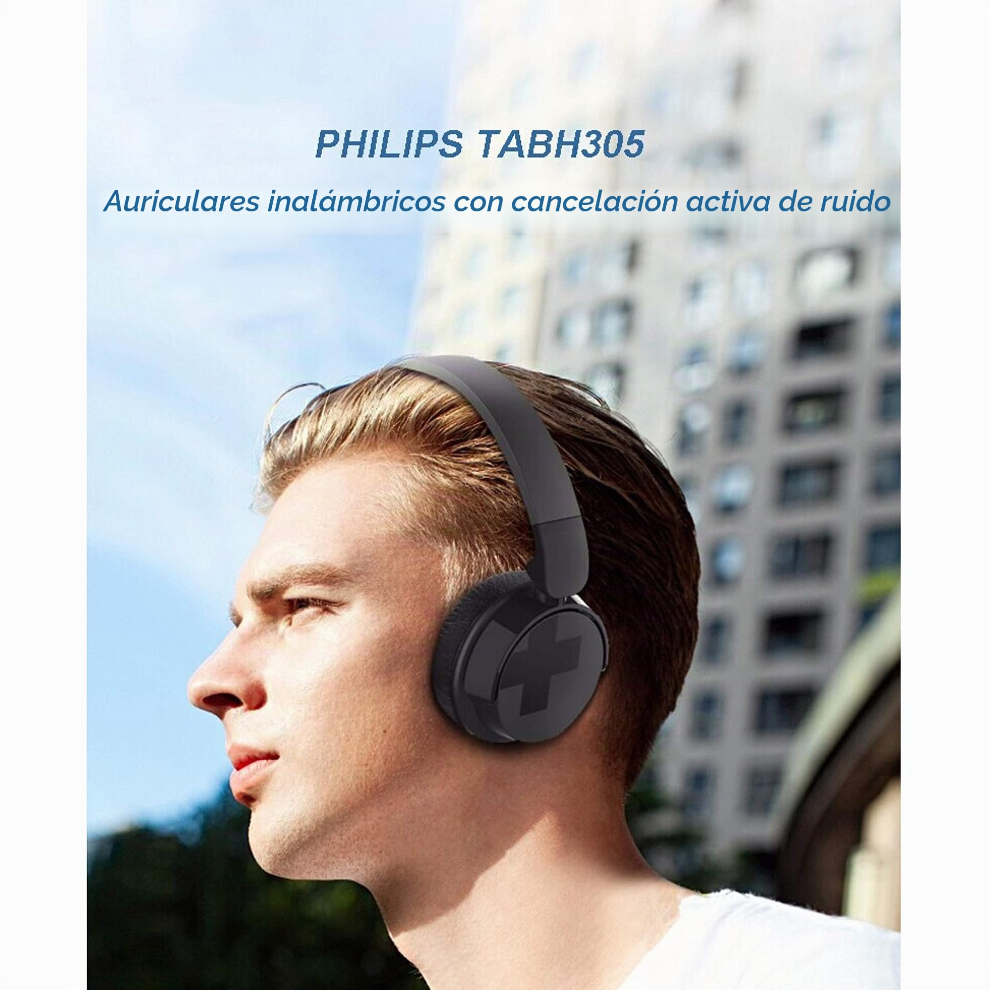 PHILIPS BH305BK/00 - Auriculares supraaurales on-Ear (Bluetooth, Bajos voluminosos, cancelación de Ruido, Plegables), Color Negro