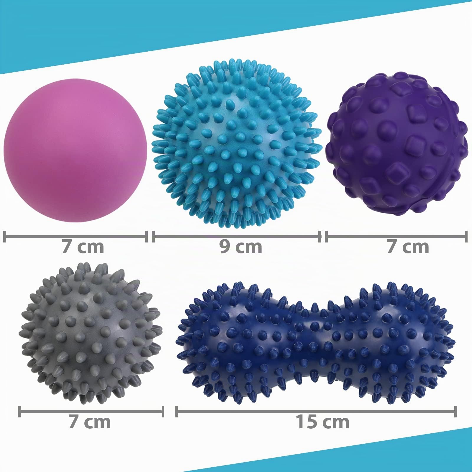 ALPIDEX Palline per massaggio set di 5 - lacrosse, peanut e trigger point | diverse durezze | e-book incluso