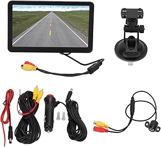 Monitor de câmera de backup 7 polegadas de alta definição monitor de estacionamento reverso 170° grande angular à prova d'água visão noturna câmera retrovisora para trailer rv (câmera de furo redondo)