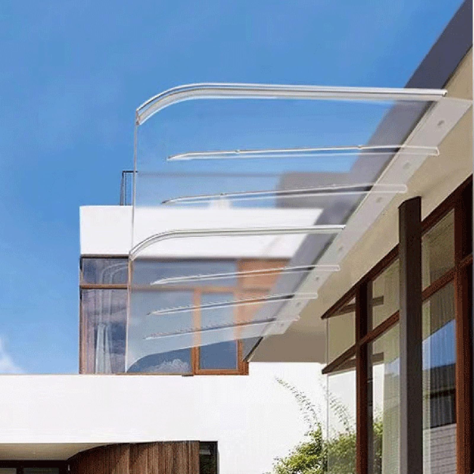 Auvent invisible polycarbonate transparent, toit de porche pour abri pluie et UV