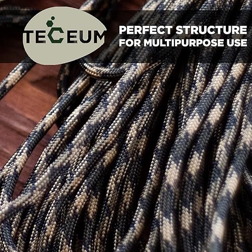 Miniatura 189 de TECEUM Cuerda de paracaídas de 750 libras – 1000 pies / 200 pies / 120 pies / 100 pies / 50 pies – Cuerda de paracaídas para campamento, Camuflaje