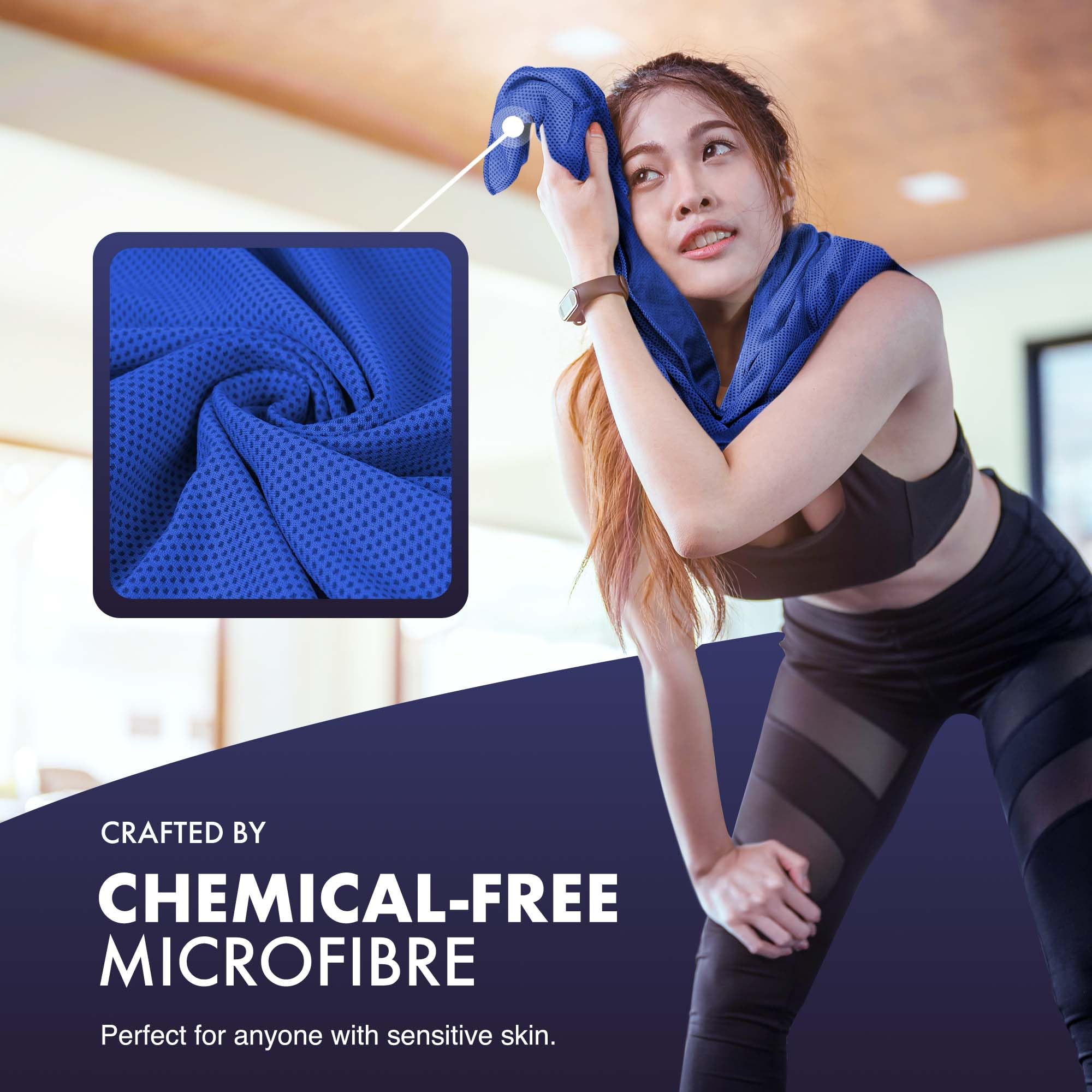 MA Pro Asciugamano Rinfrescante In Microfibra - 100x30cm - Protezione UV 50+ Per Sport, Palestra, Corsa E Estate - 4