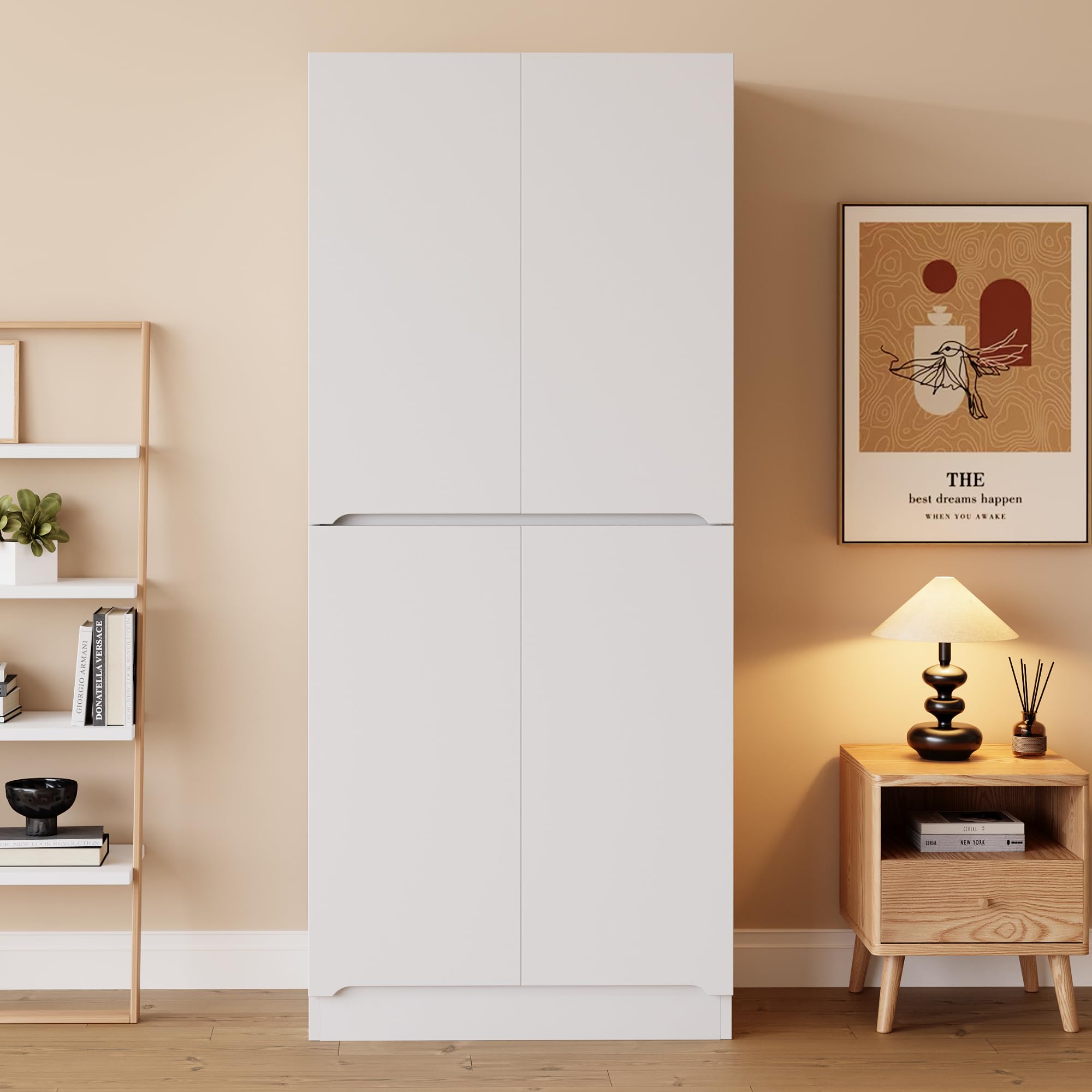 Armadio 70 × 40 × 170 cm, design a doppia porta con piccolo vano portaoggetti, bianco