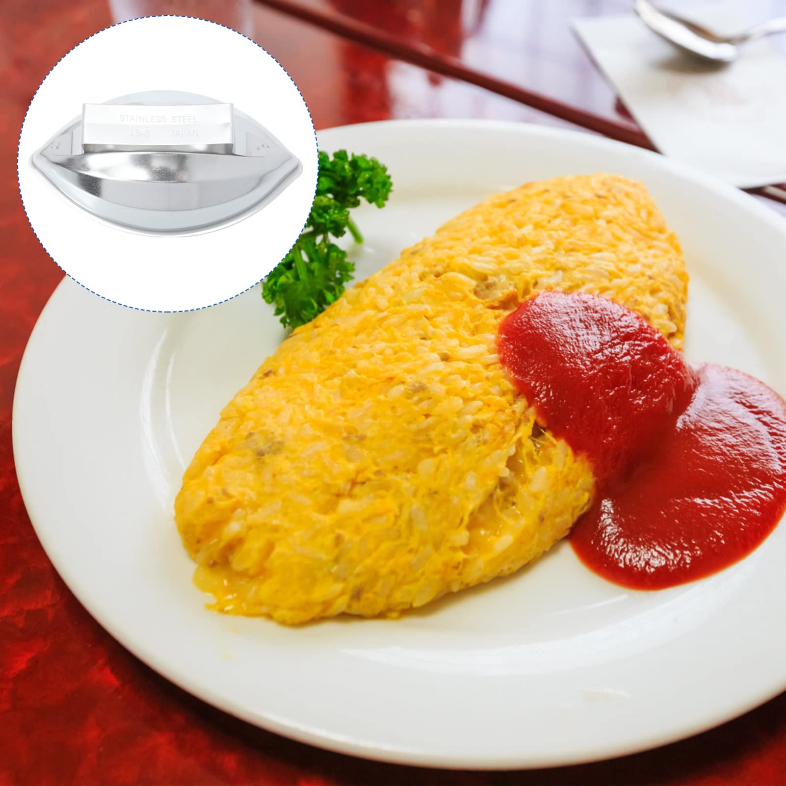 Omurice Molde de Acero Inoxidable Papaya Arroz Molde Japonés Rollos de Sushi Forma de Barco Onigiri Maker Sushi Herramienta de Bricolaje for Cocina Principiante Plata/638