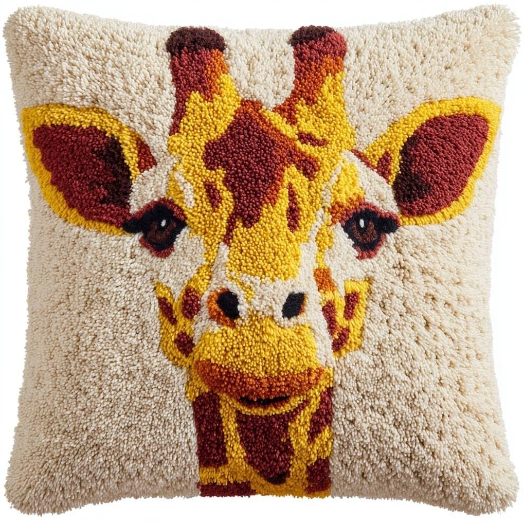 AxiangziK Latch Hook Pillow Kit 17x17in,Giraffe