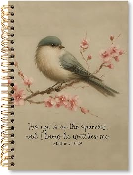 huester Vintage Christian Bird Notebook Journal, Religious Prayer Journal for Women, Bible Verse Notebooks for Note Taking, Bible Church Notes Hardcover Spiral Notebook, 5.5x8.3 Inch 1006 HL-Book