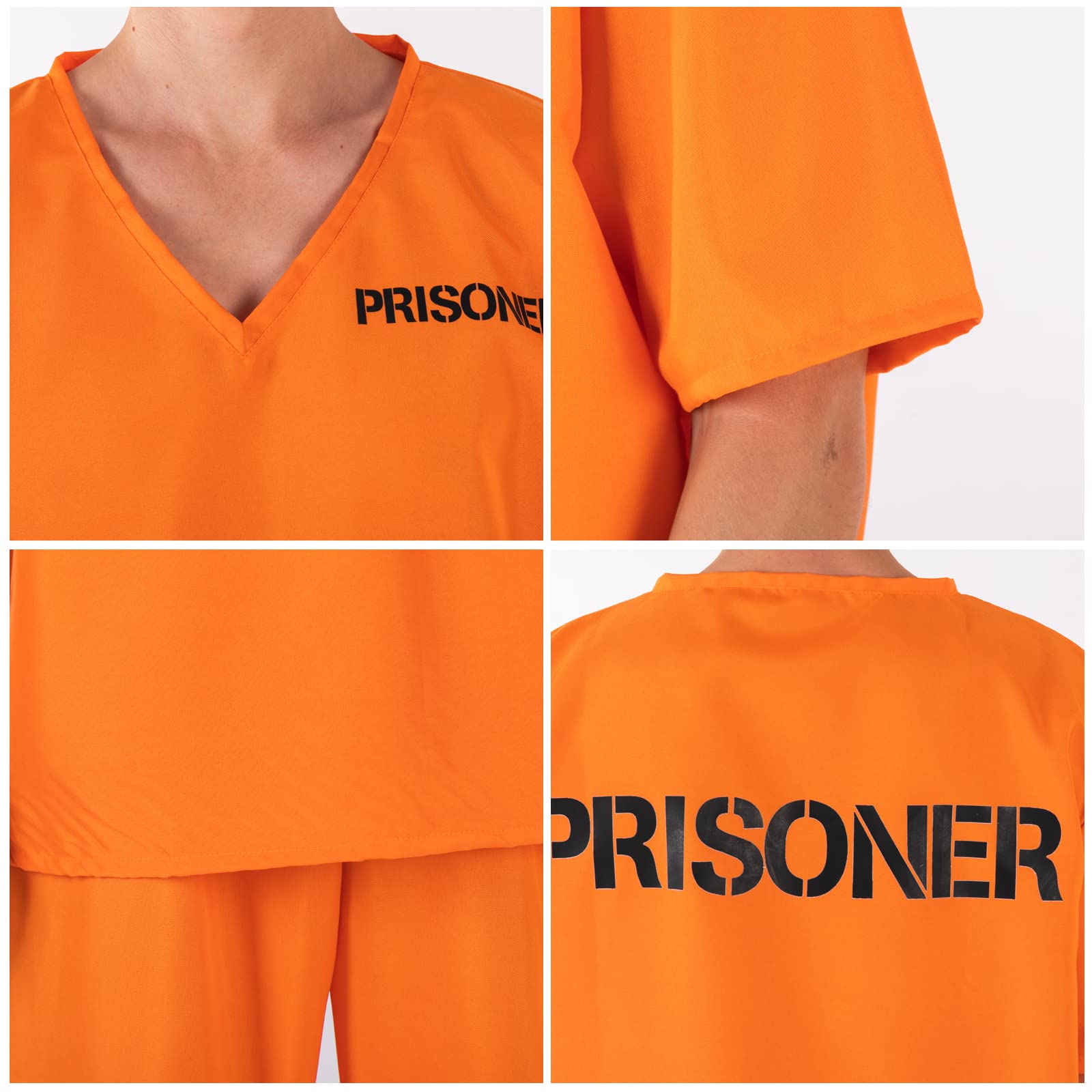 nezababy Prisoner Costume Men Jail Costume Inmate Costume Prison Suit Criminal Clothing Striped Outfit Halloween Cosplay (Prisoner Costume - Image 4