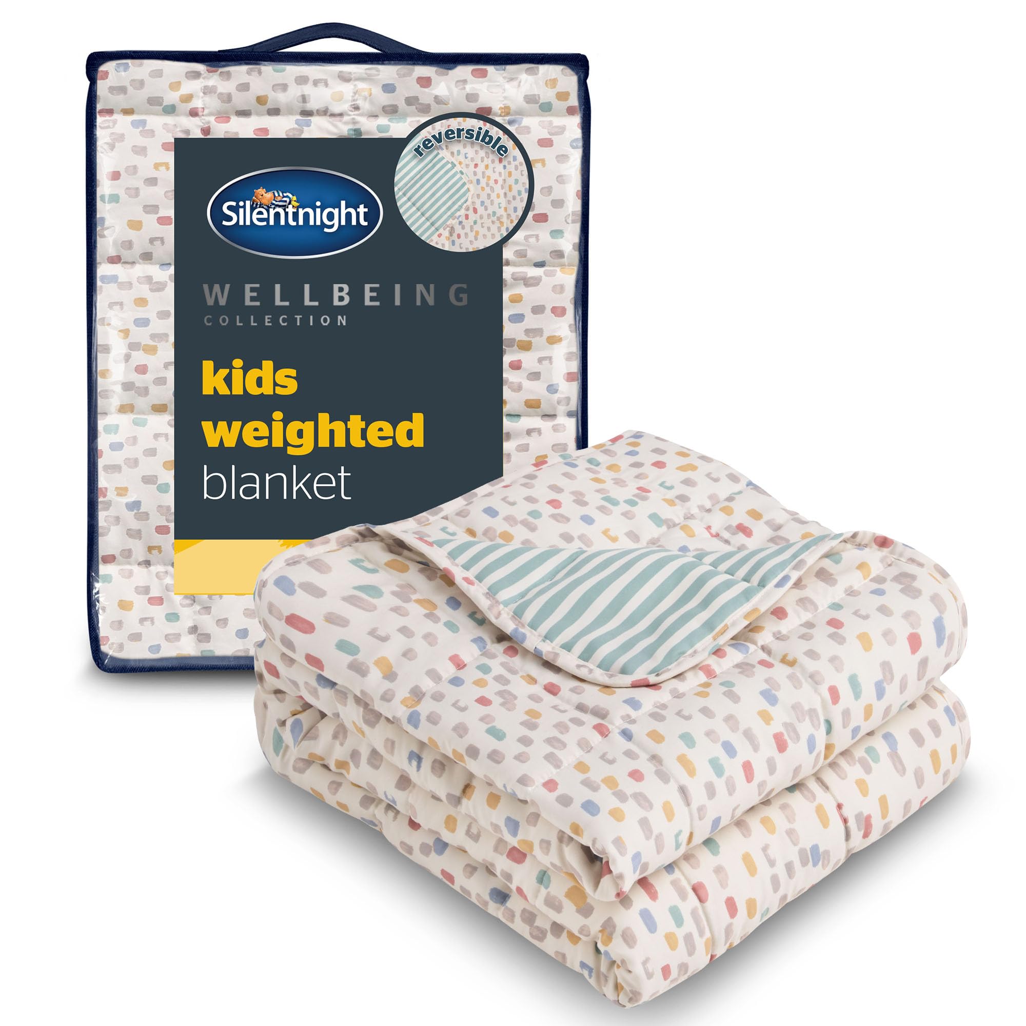 Silentnight Kids Weighted Blanket, Wellbeing Collection, Spot & Stripe, 3kg