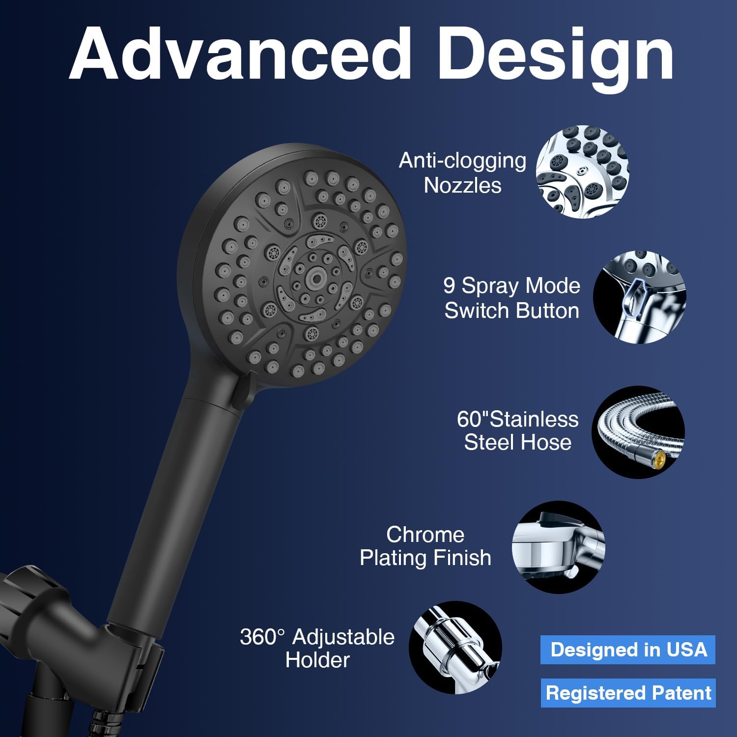 PALAS Filtered Shower Head with Handheld, High Pressure 10-Mode with Filters, Built-in Power Wash, soften hard water Remove Chlorine, Reinforced Hose, Overhead Bracket, Anti-clog nozzle (Matte Black)