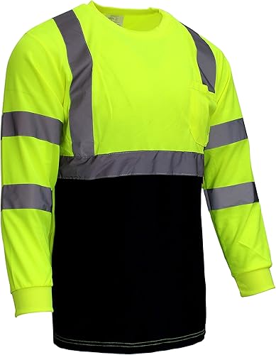 Miniatura 6 de Playeras refractarias de alta visibilidad NY BFL clase 3 con tela antihumedad, parte inferior color negro