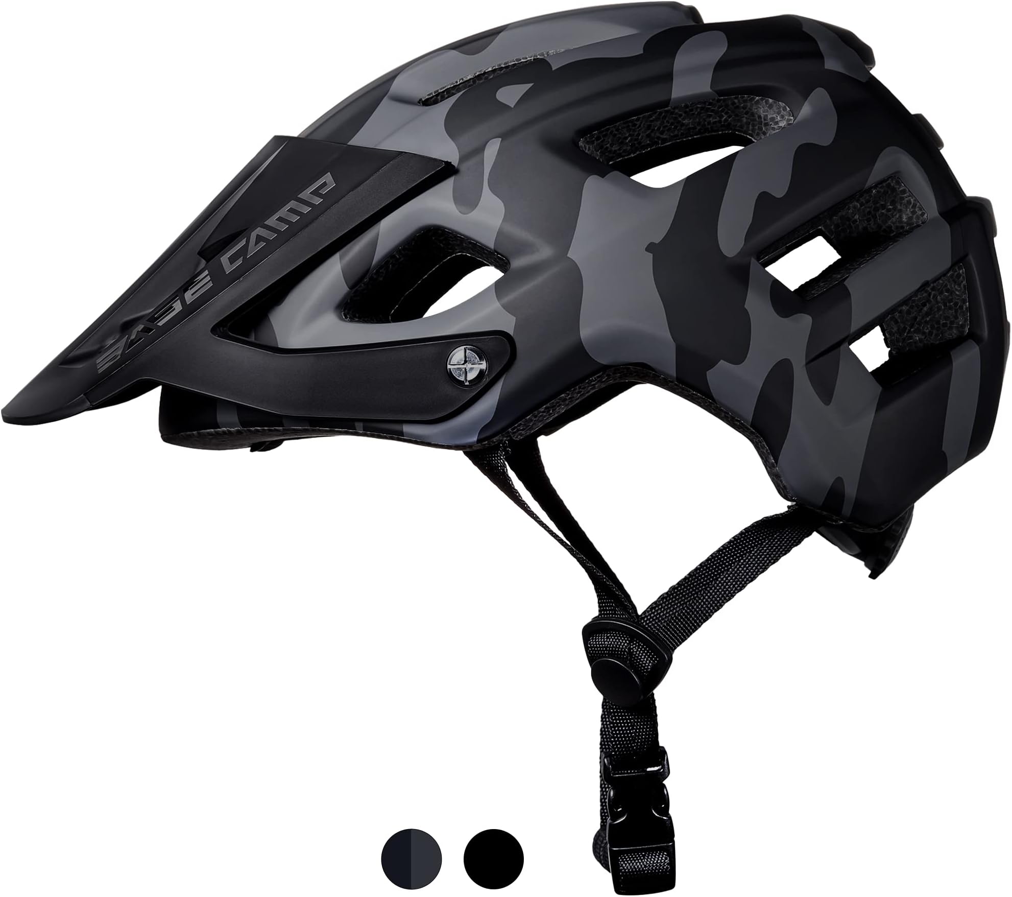 BASE CAMP Mountain Bike Helmet, Bike Helmet with Visor for Adult Men Women, Lightweight Adjustable Cycling MTB Helmet (Grey)