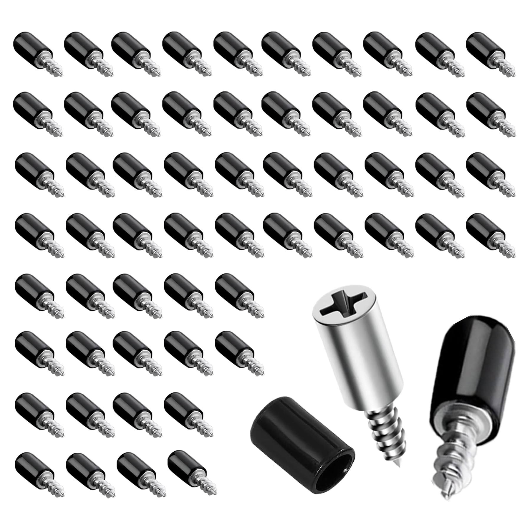 D-buy 60 Pcs Shelf Support Pegs, Shelf Pins with Anti-Slip Silicone Sleeve, Pegs for Shelves for Kitchen Cabinet, Bookcase, Cupboard, Closet and Glass Case (60, Silver, Black Sleeve)