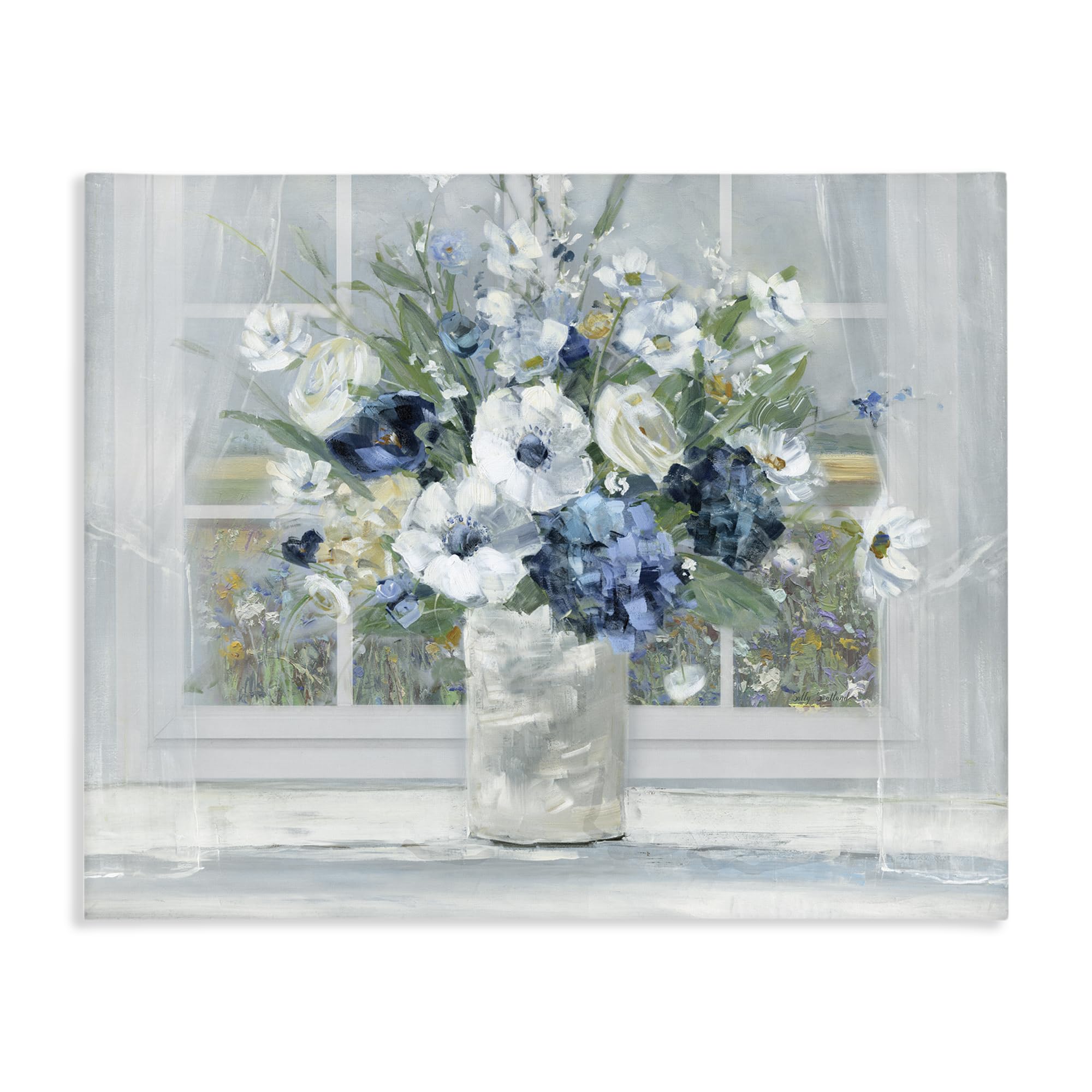 Stupell Industries Unframed Blue Hydrangea Anemone Bouquet, 16 X 20 Inch Canvas Wall Art