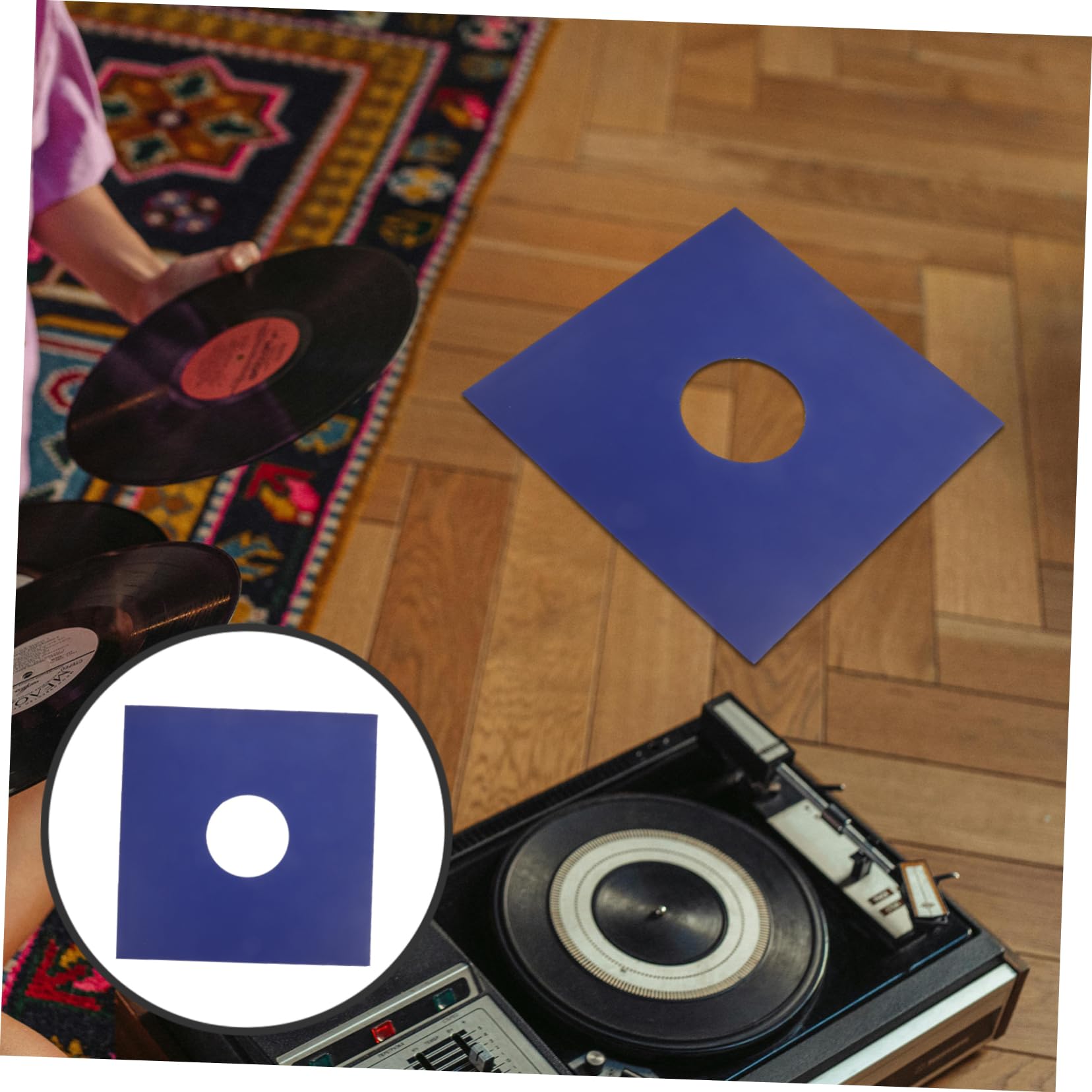 TOYANDONA Custodia Giacca per Vinile 12 Pollici in Carta Kraft Blu, Set da 10 Pezzi, Custodia Protettiva per Dischi Long Play Facile da Usare e Antipolvere per Collezioni Rock