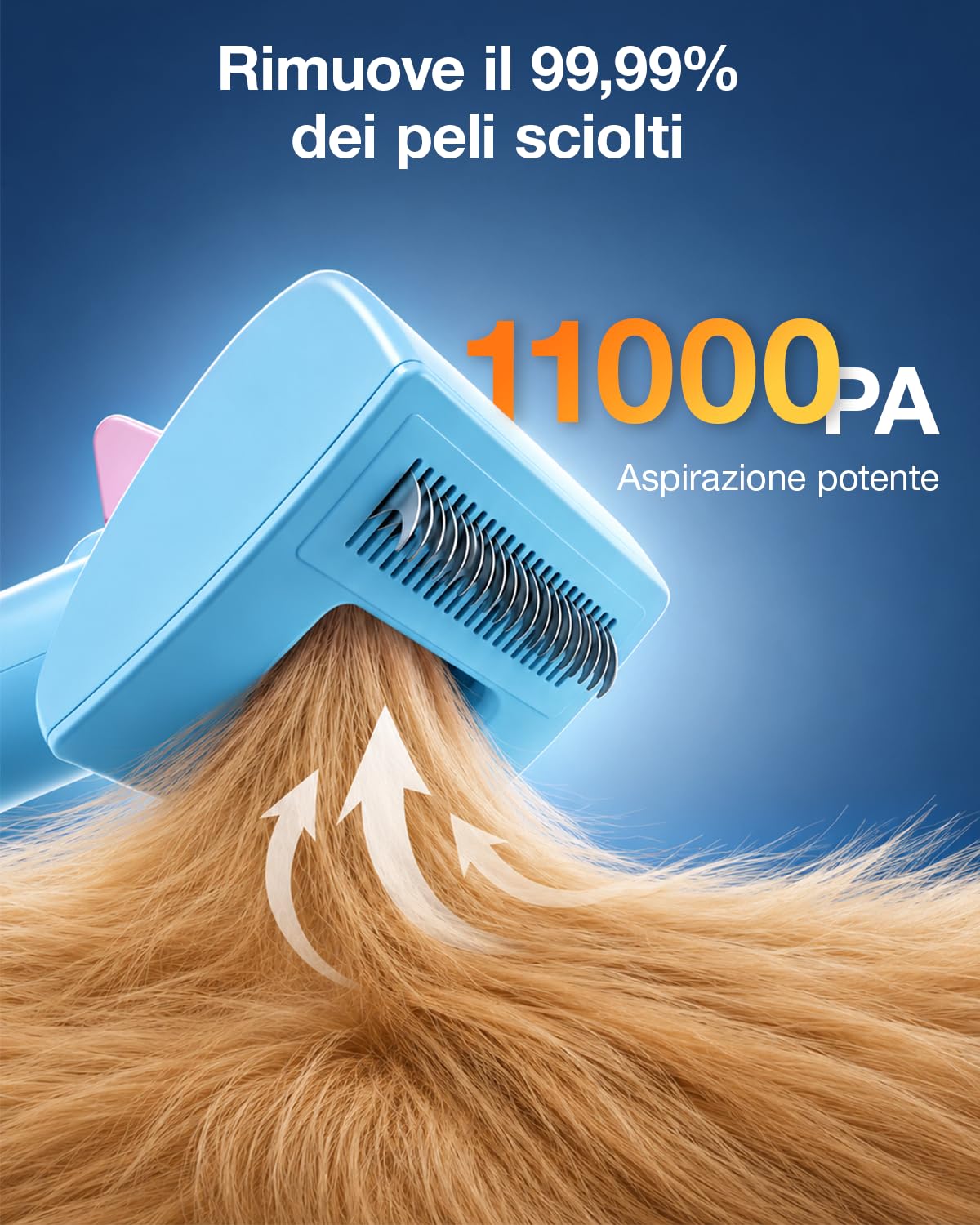 PETGUGU Tosatrice per Cani e Gatti con Aspirazione, Kit Toelettatura 7-in-1, 11000Pa, Contenitore 2,5L, Silenzioso ≤62dB, Funzione Asciugatura 45–55°C, 3 Livelli, M1 Pro
