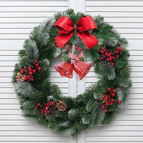 Miniatura 5 de Tinsow 20 campanas de Navidad rojas, adorno colgante de árbol de metal para decoración navideña (20, rojo)