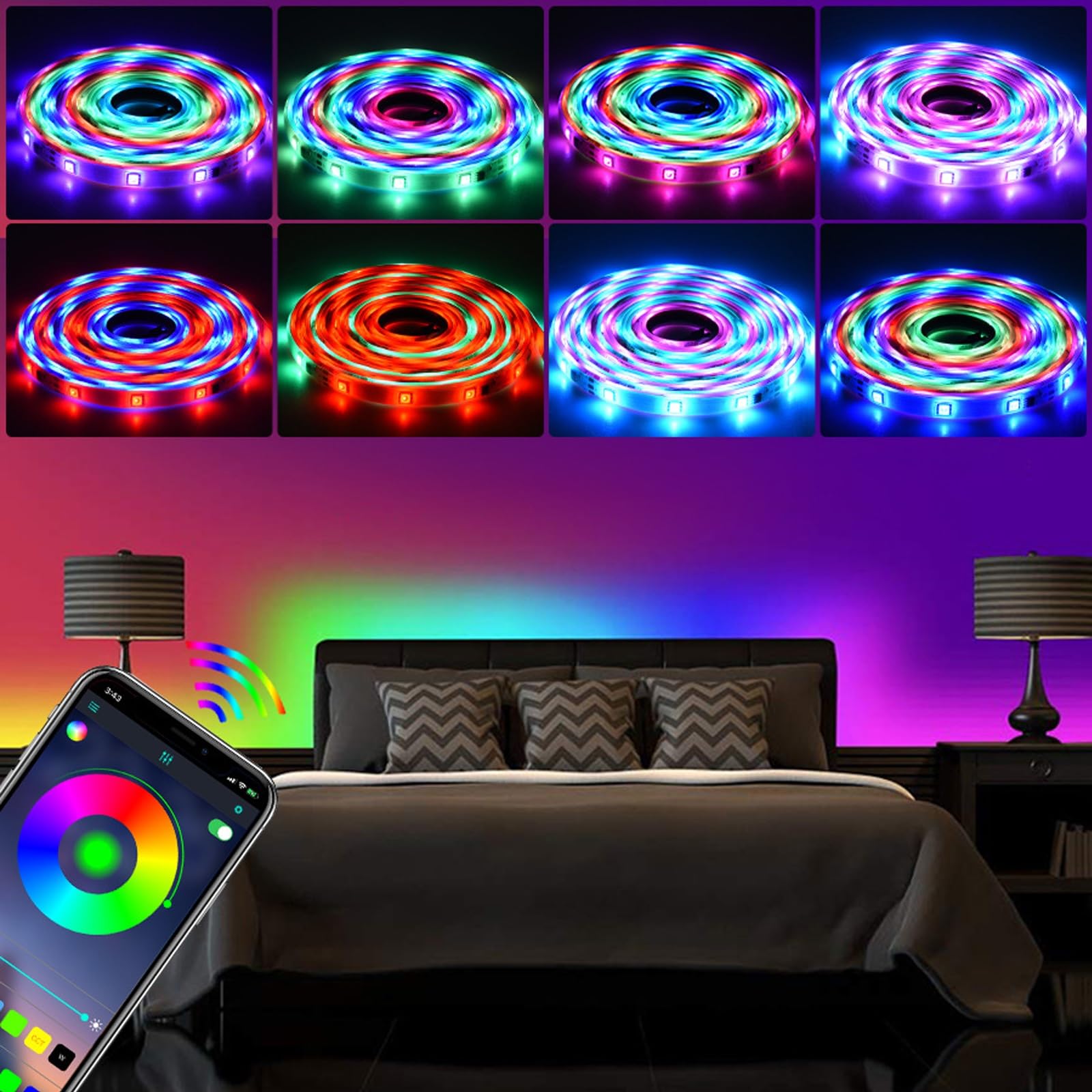 Luci A Led Per TV, 5m/10m Con Telecomando 8 Modalità Timable Sincronizzato Con La Musica, Telecomando Per TV Striscia Luminosa A LED Per Camera Da Letto/gioco/sfondo TV/decorazioni Per La Casa(10m (Bl
