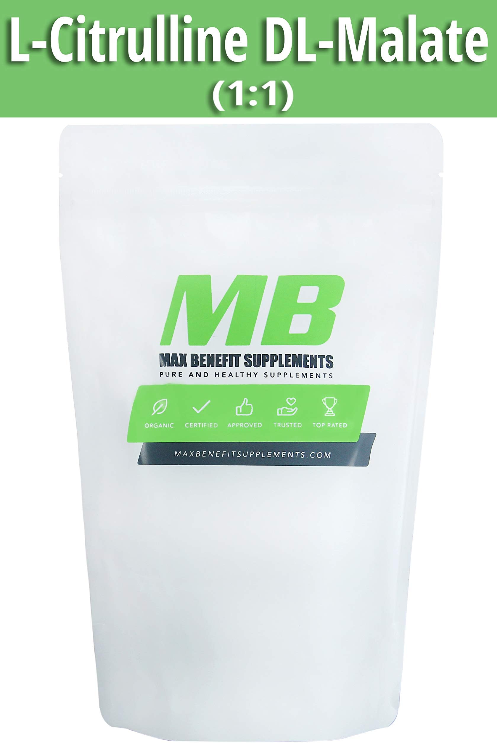 MaxbenefitSupplements Pure L-Citrulline DL-Malate 1:1 - Supports Stronger Endurance and Muscle Recovery Speed - 500g