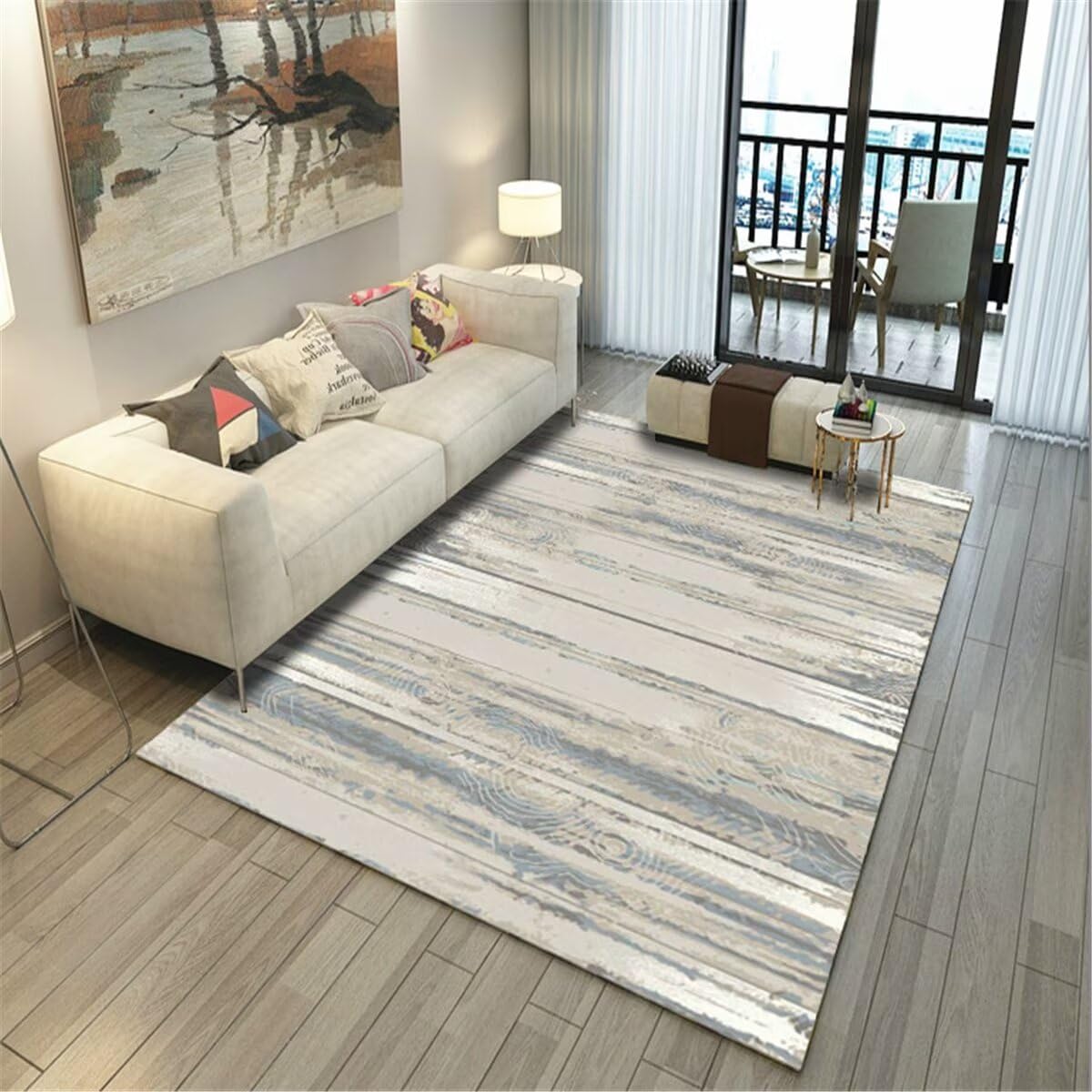 Tapis enfant doux gris-bleu pour une chambre de fille cocooning et chaleureuse