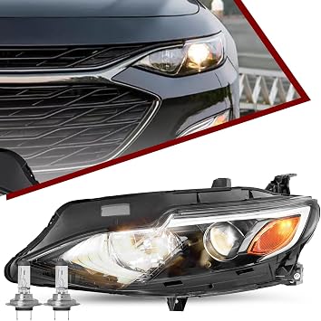 JSBOYAT Chevy Malibu Headlight Assembly Bulbs Included Fit for 2019 2020 2021 2022 2023 2024 OE Style Factory Halogen Headlamp Replacement Driver Side