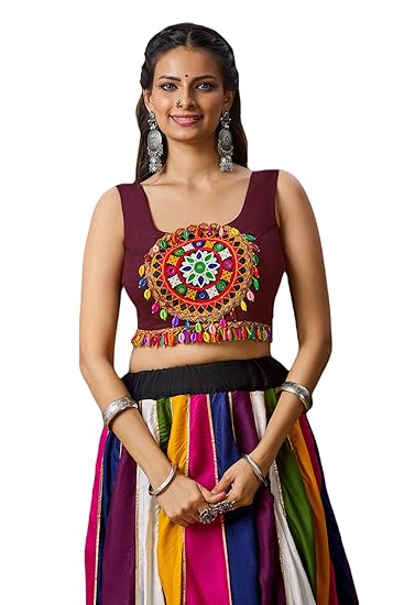 Wine Cotton Garba Gamathi Patch Work Readymade Blouse-NCBL0031