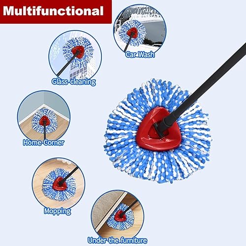 Miniatura 7 de Mango de repuesto para trapeador giratorio, mango de escoba o trapeador de 4 secciones de 30 a 58 pulgadas, compatible con repuestos y escobas O