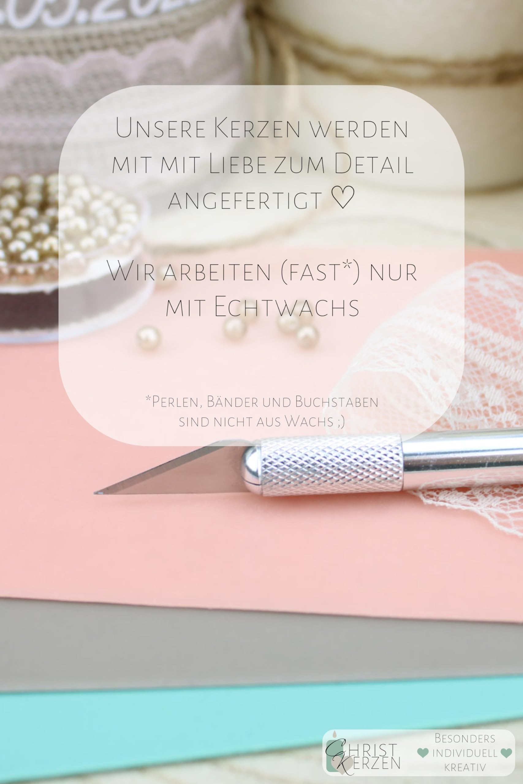 Hochzeitskerze Cassandra und Henrik mit echtem Holz mit Name und Datum, individuell und handverziert 2528