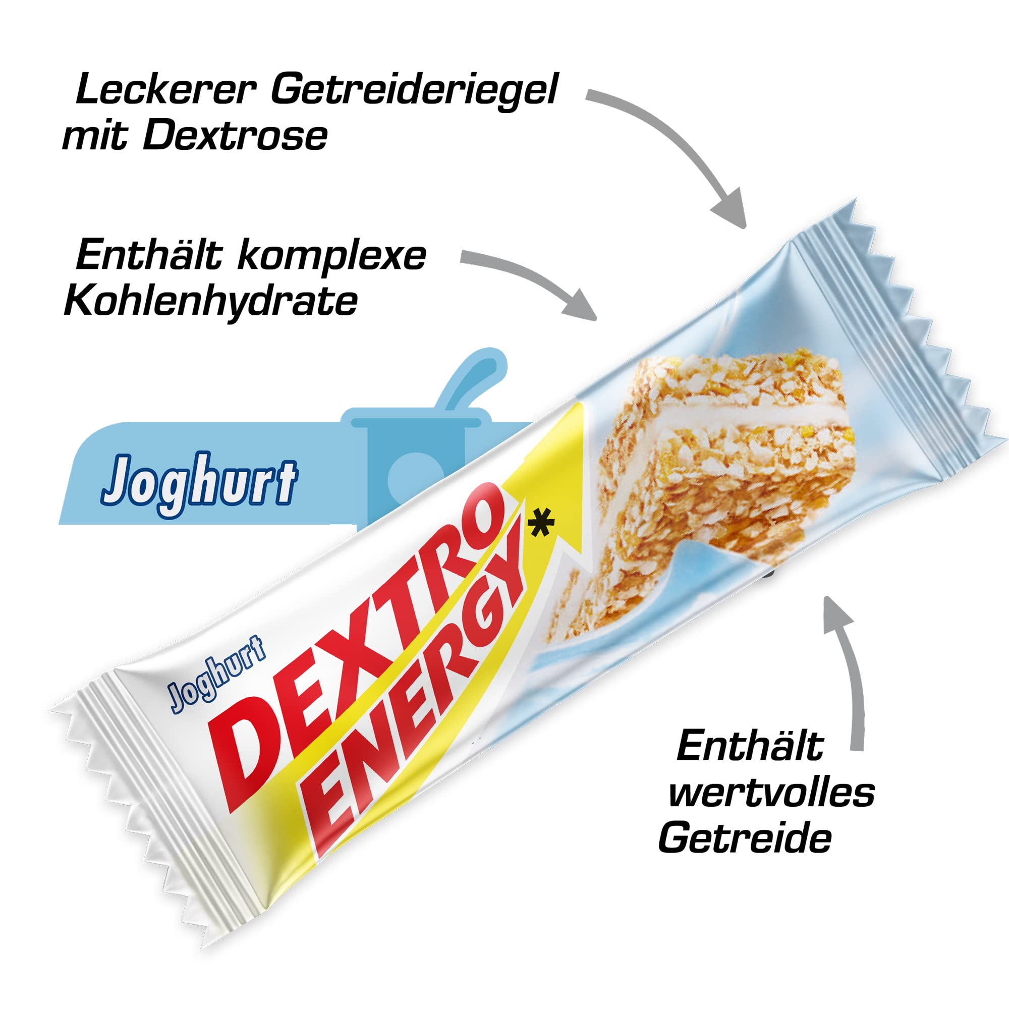 Dextro Energy Energy Bar -Vanille - 24x50g - Kohlenhydrat Boost Riegel mit Magnesium und Nährstoffen & Müsliriegel - kohlenhydratreicher Riegel- Joghurt - 25 x 35 g