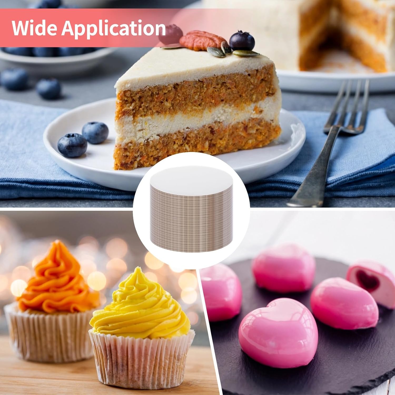 Cake Base Tray, 100 Pcs Grease Proof Cake Boards, Circle Cardboard, 5 In Round Cake Boards, 2 Mm Thick Edge White Corrugated Cake Boards, Birthday, Wedding, Desserts