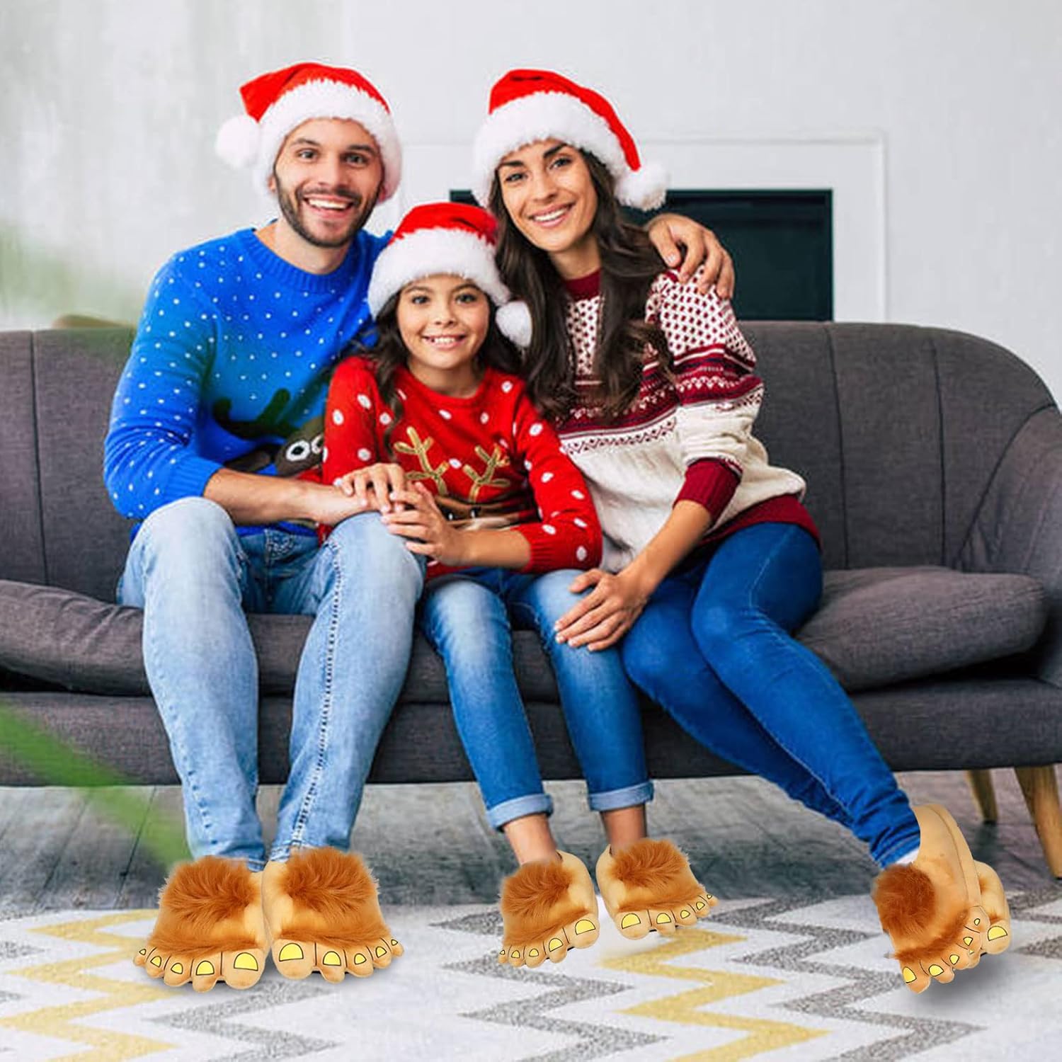 Hobbit Feet Slippers Furry Monster Novelty Warm Winter Plush Bigfoot Indoor House Shoes for Adults Kids - Image 2