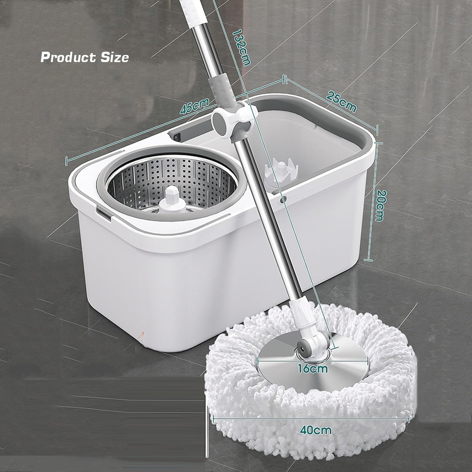 Durable 12l Mop and Bucket Set with Comfortable Wringer, Ideal for Wet and Dry Cleaning of Floors, Windows, and Household Surfaces