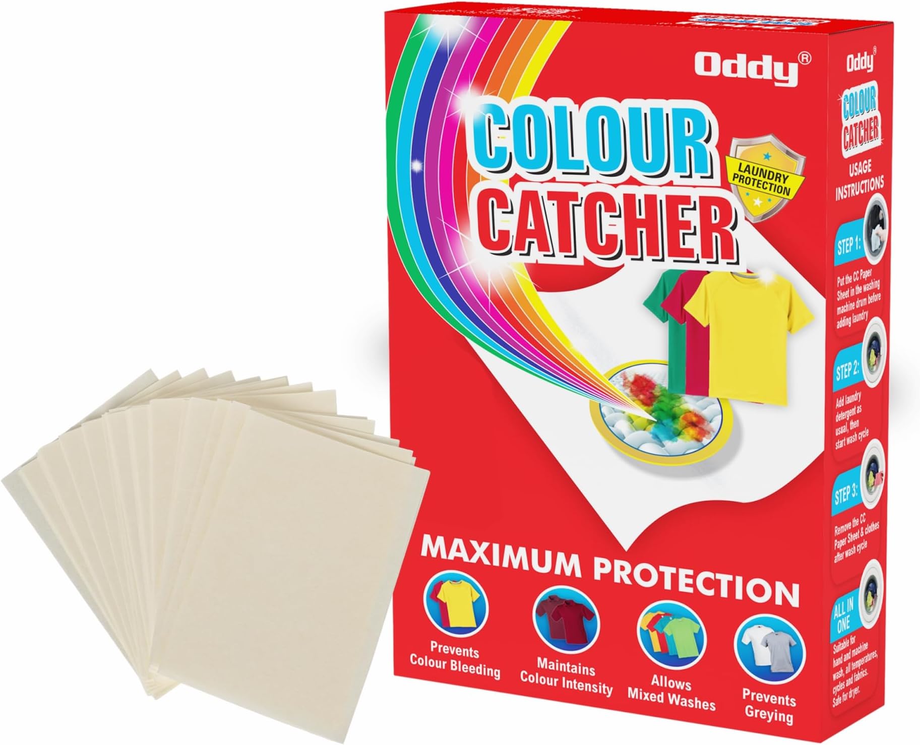 Oddy Dirt & Color Catcher、洗濯用30枚パック、混合洗濯可能、色落ちを防ぎ、衣類の元の色を維持します。