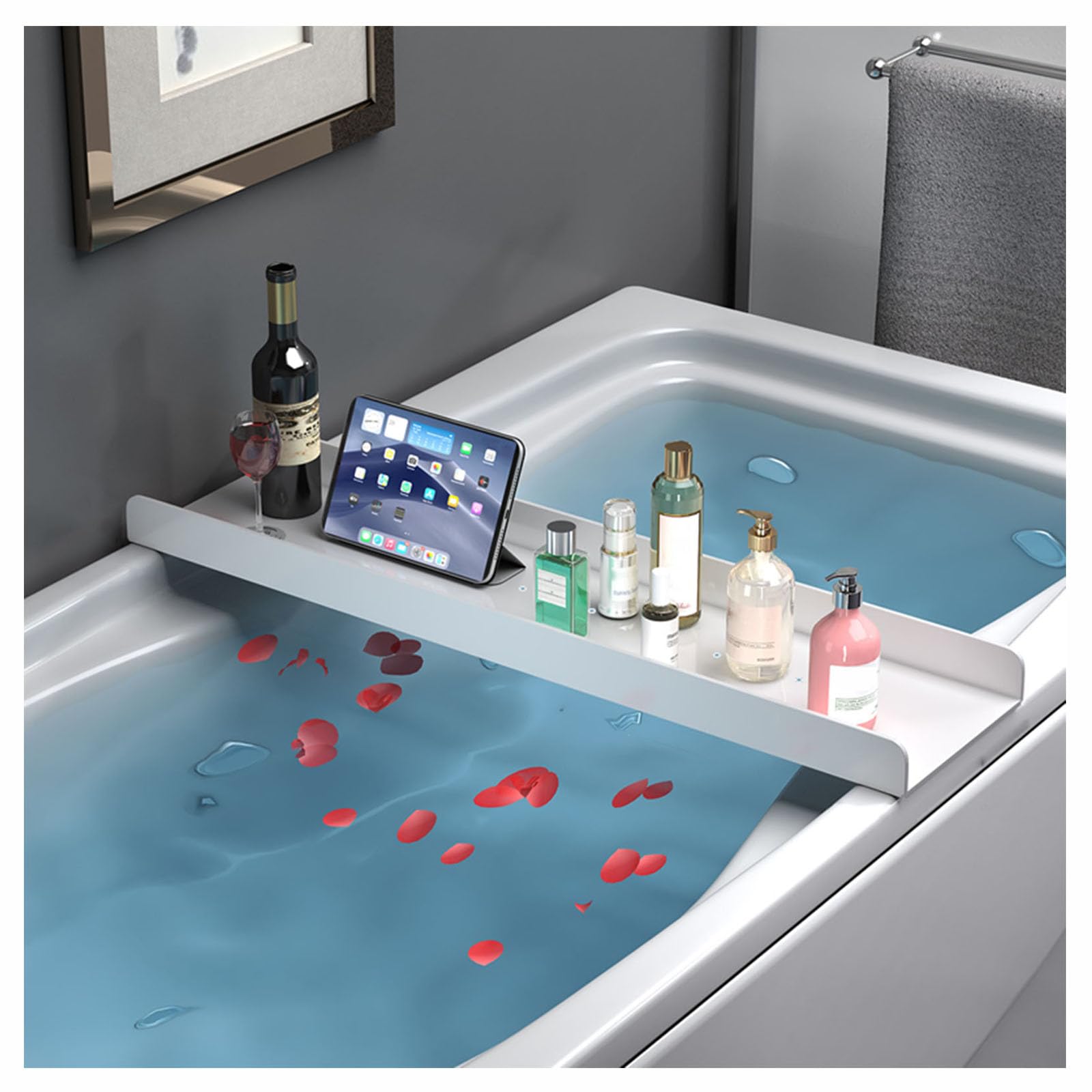 Bandeja Transparente para Carrito de bañera, Mesa con Estante para Bandeja de bañera, Organizador de Ducha de baño de Lujo, acrílico para el baño del hogar, ondulación Transparente