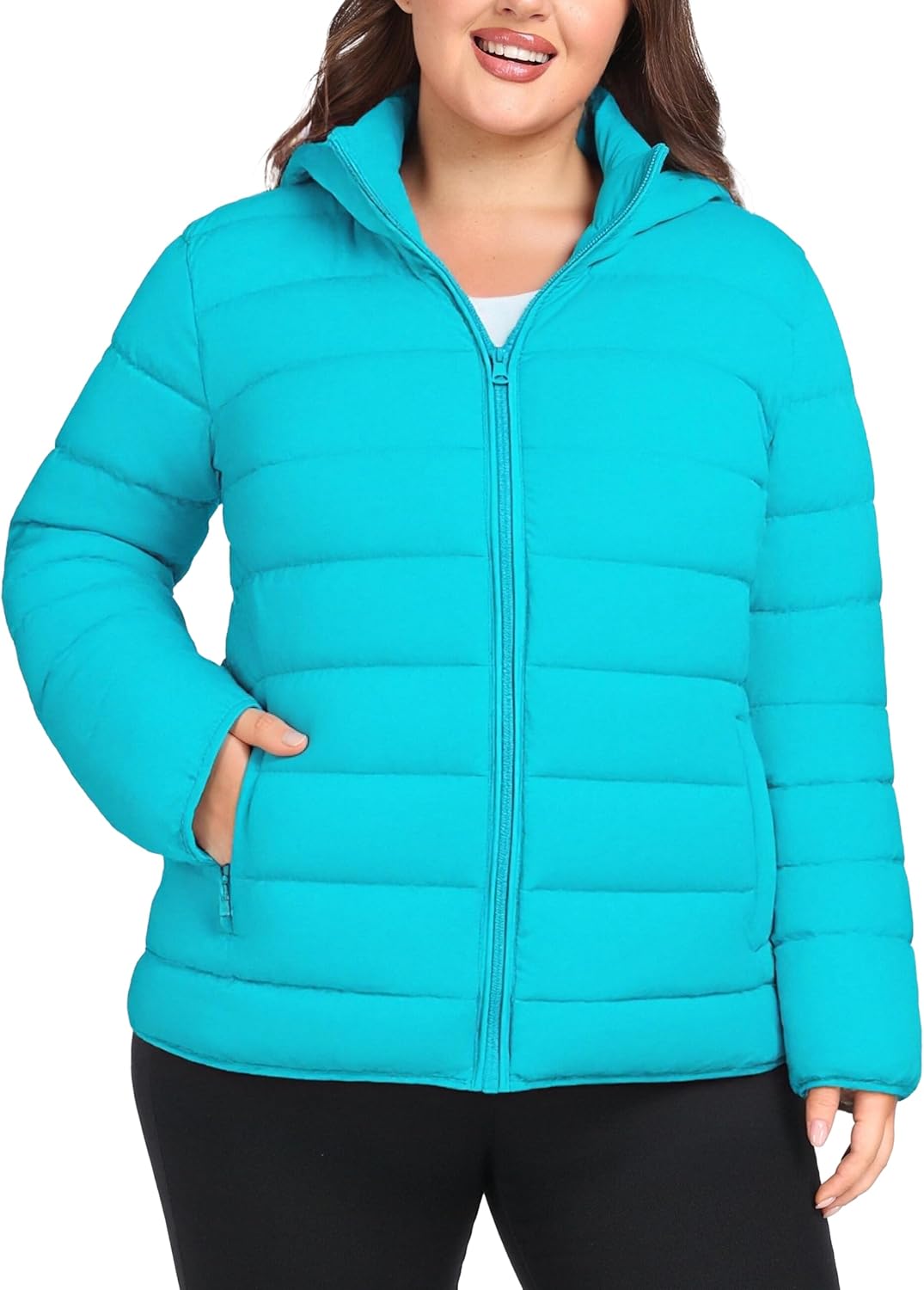 wantdo Women's Plus Size Lightweight Jackets Full-Zip Quilted Warm Jacket with Hood - Image 2