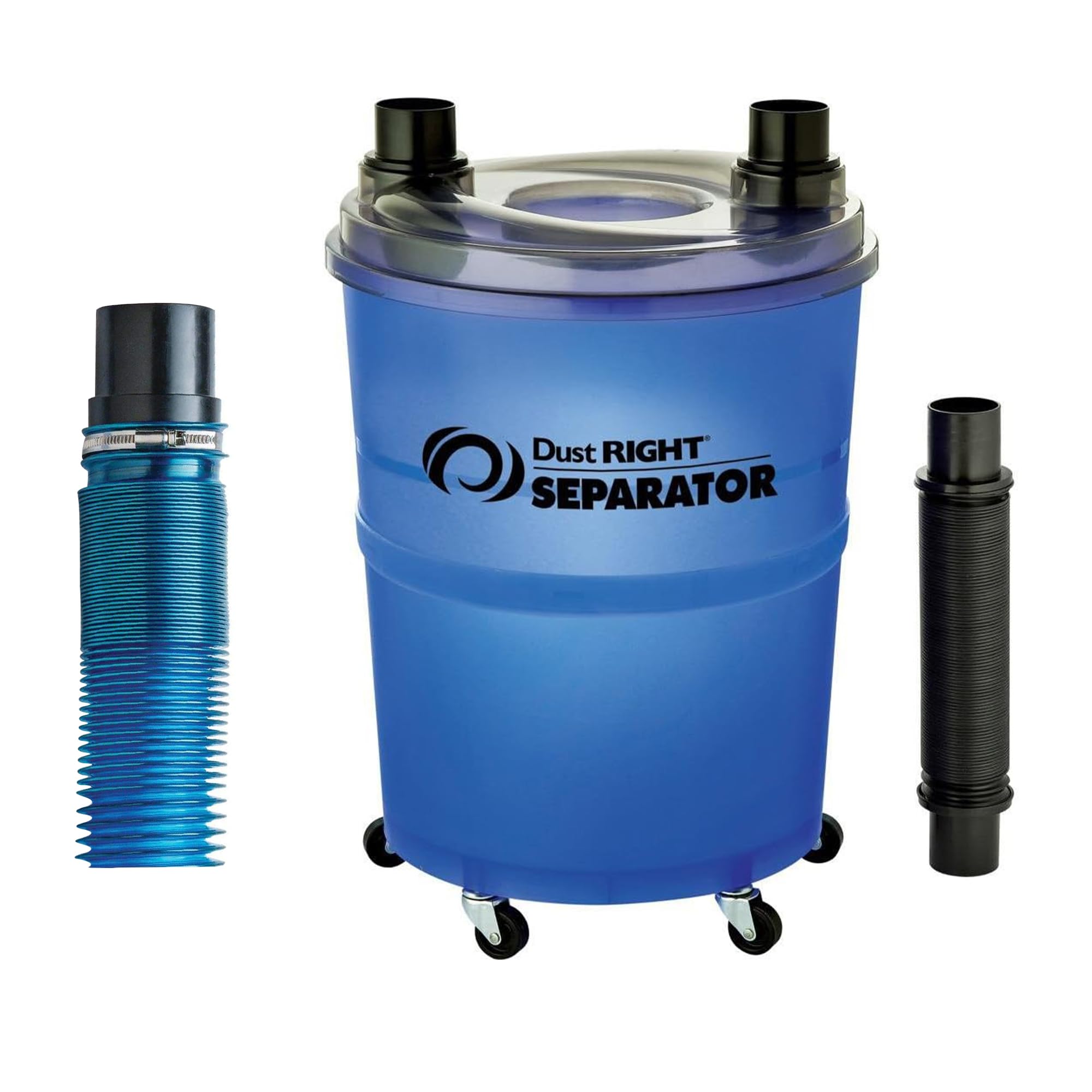 Complete Shop Vac Dust Collection Kit: Expandable 2.5'' Flexible Hose (Extends to 12'), Dust Separator with 36'' Flex-Form Hose, 10-Gallon Translucent Bucket