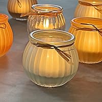 Vista 9 de WDHODEC Juego de 6 portavelas de otoño, candelabros votivos de calabaza de cristal para decoración de mesa de Acción de Gracias de Halloween