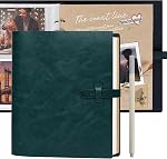 RECUTMS Photo Album 4x6 200 Photos with Writing Space, Leather Cover(Brown) | 30 Writing Paper, 6-Ring Binder, DIY Scrapbook, Memory Book, Wedding Family Anniversaries Baby Travel Graduation & Gift