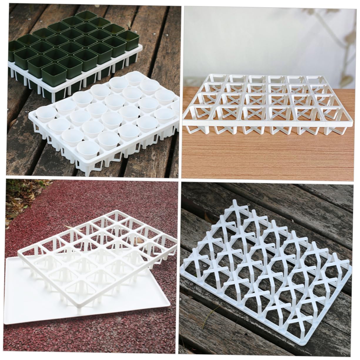 TOYANDONA 6 Pièces Supports de Germination en Plastique Blanc pour Plantes Succulentes, Supports pour Plateaux de Culture, Étagères de Stockage pour Producteurs