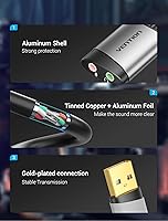 Vista 7 de Adaptador de audio USB - VENTION USB Tarjeta de sonido estéreo externa a auriculares de 0.138 in y adaptador de conector de micrófono para Windows