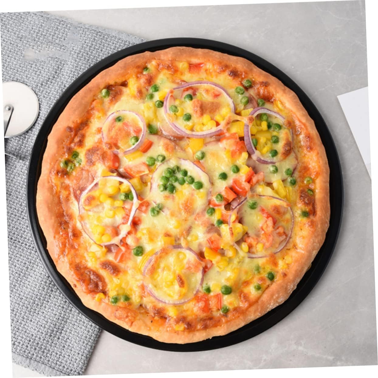 2pcs Non-stick Carbon Steel Pizza Pan Set Round Bakeware for Oven Baking Shallow Pizza Baking Tray