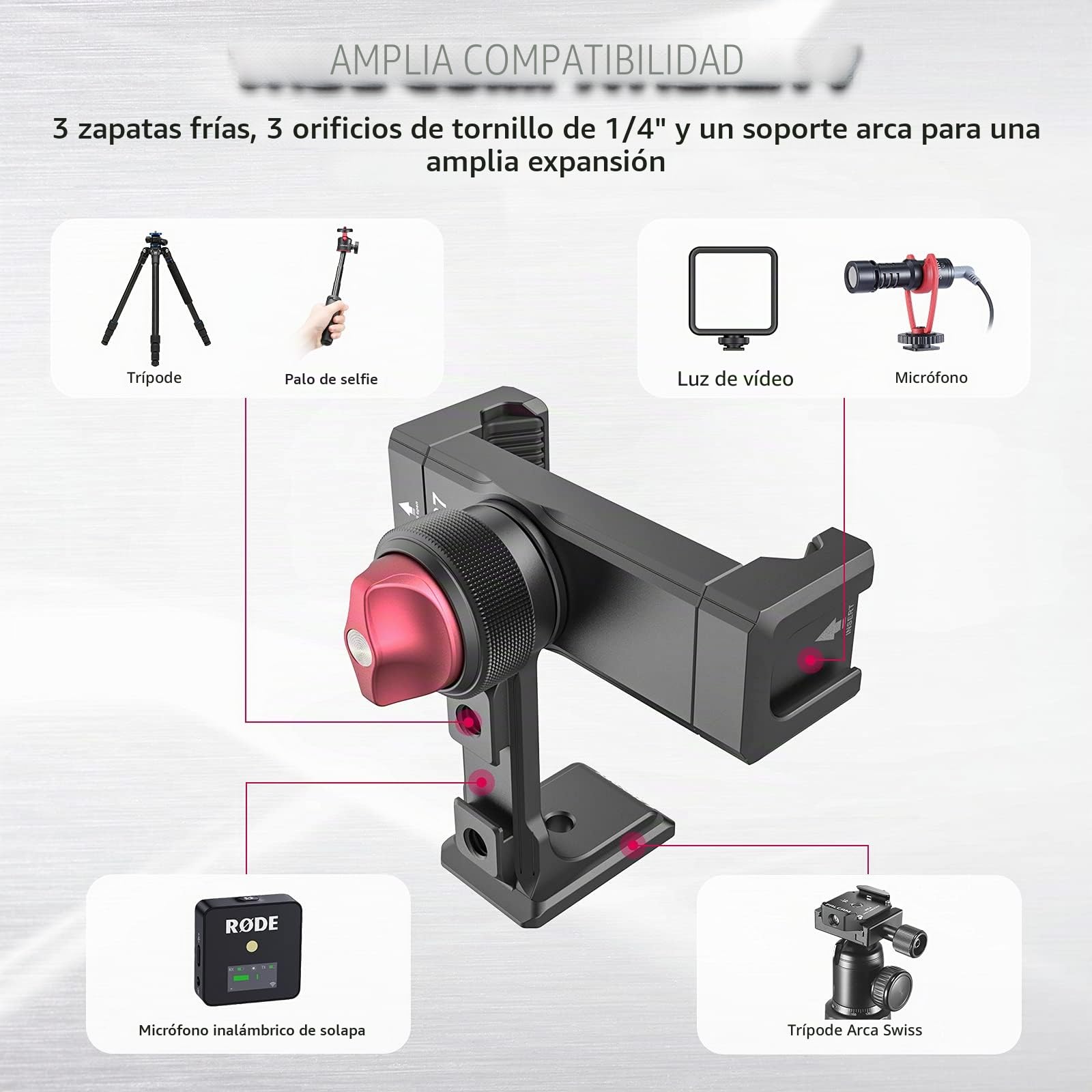 ULANZI Soporte para Teléfono Móvil Trípode Adaptador, ST-27 Soporte de Trípode de Aluminio con Zapatas frías, Adaptador de Trípode Arca-Swiss con Tornillo de 1/4" para iPhone, Samsung, Huawei