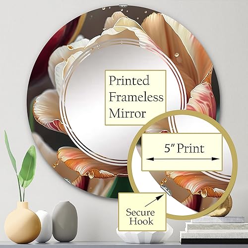 Miniatura 8 de Espejo de pared floral y botánico, espejo tradicional ovalado, espejo de baño rosa redondo, espejo de tocador de tulipán, decoración de espejo con