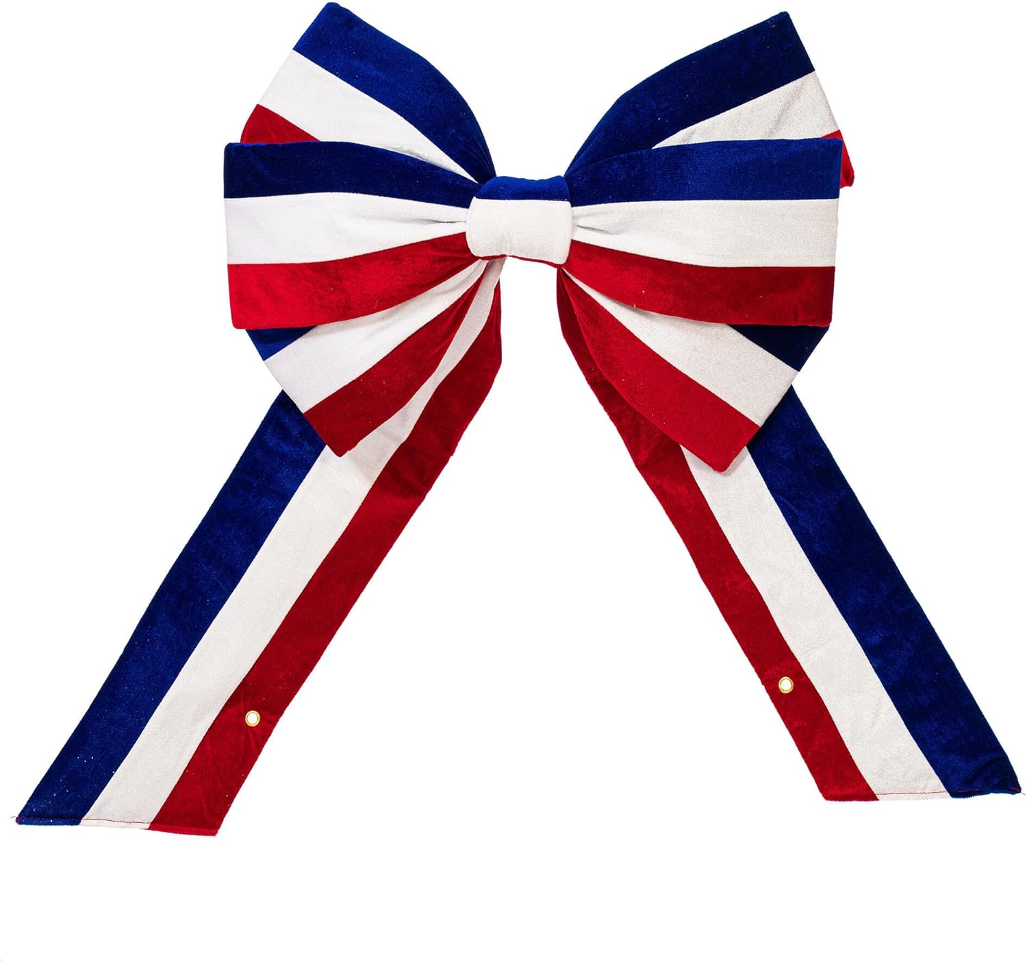 Vickerman 24" x 48" Red-White-Blue Velvet Bow, 7" Size Patriotic Bow, Indoor Outdoor Limited UV