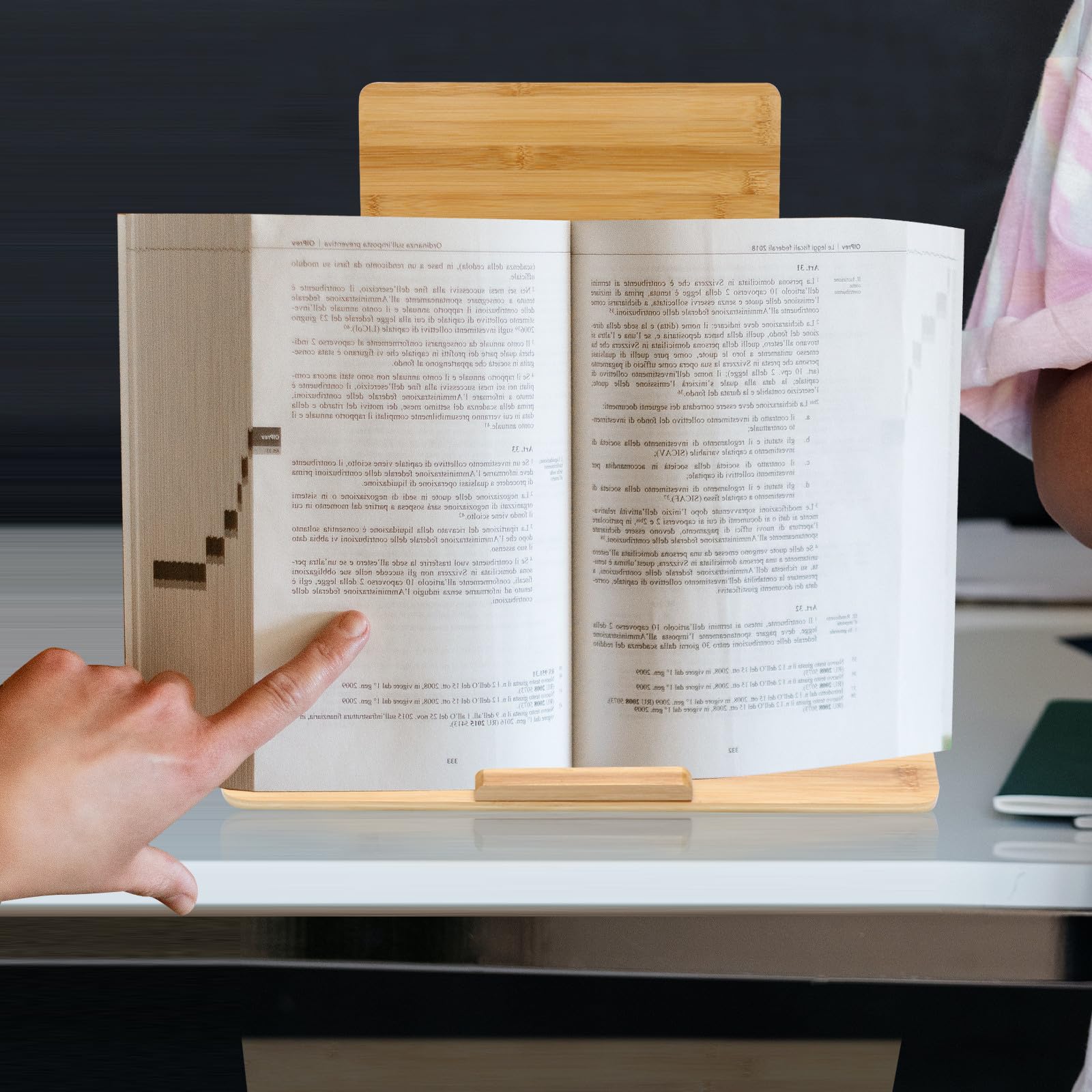 Soporte de Lectura Portátil de Madera, Doble Capa Pequeña sin Diseño, Clips para Libros, Multifuncional para Estudio, Lectura y Uso en Escritorio