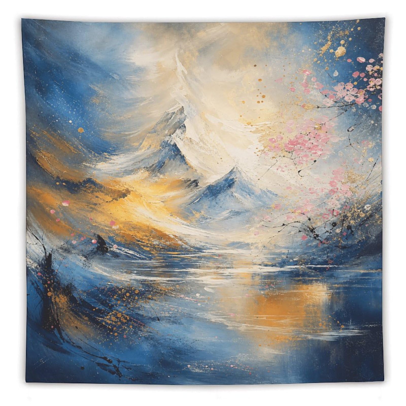 W7C8U2X3 Abstract Wave Landscape Wall Tapestry, Geometric Art, Living Room